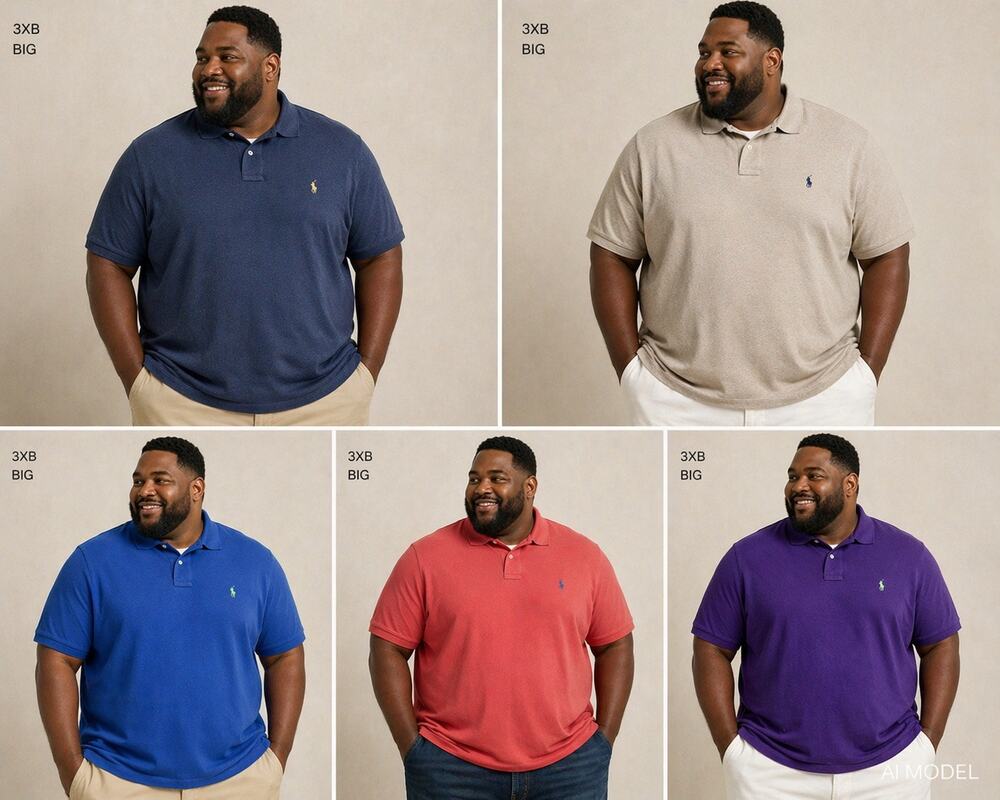 Polo Ralph Lauren Big & Tall Lot 5 Men’s Polo Shirts 3XB Purple Blue Red